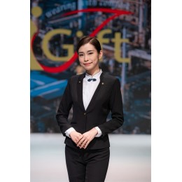 BD-MO-089  訂購西裝套裝前台接待制服   設計襯衫領口中式結   舒適   抗皺   有型   透氣   真人試穿   模特示範 BD-MO-089  訂購西裝套裝前台接待制服   設計襯衫領口中式結   舒適   抗皺   有型   透氣   真人試穿   模特示範